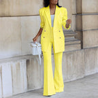 Cecilia - Women's Double-Breasted Blazer and Flare Trousers Set