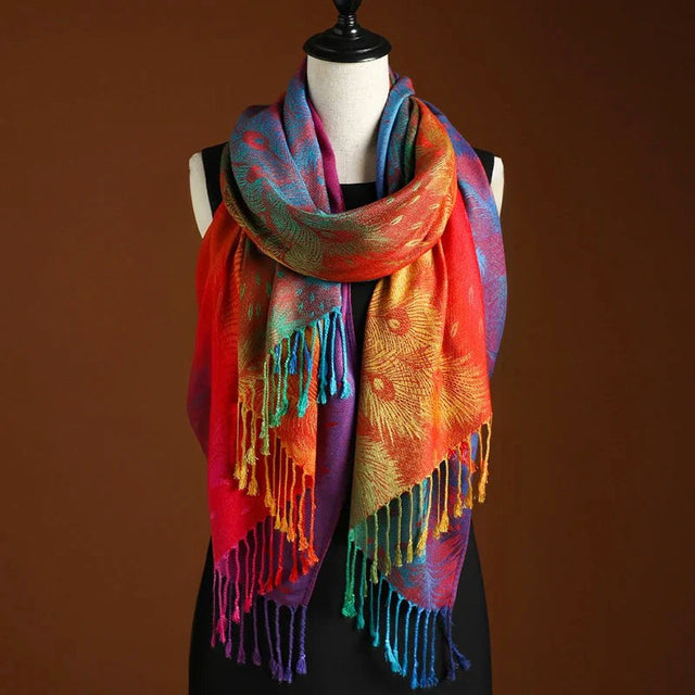 Charlotte - Women's Jacquard Fringe Wrap Shawl
