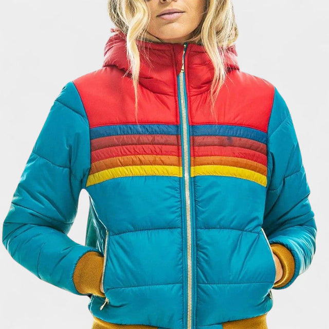 Chloe - Women's Retro Striped Quilted Puffer Jacket