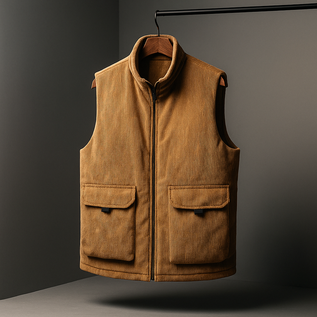 George - Men's Quilted Corduroy Vest with Utility Pockets