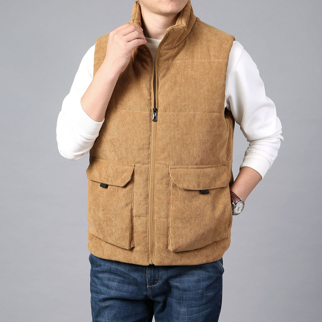 George - Men's Quilted Corduroy Vest with Utility Pockets