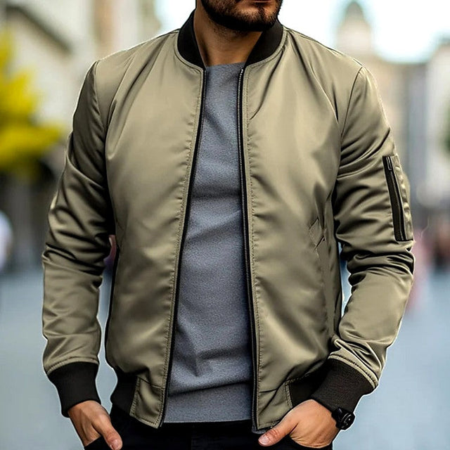 Grant - Men's Zip-Front Bomber Jacket with Ribbed Trim