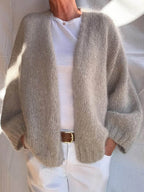 Greta - Women's Oversized Open-Front Cardigan with Long Sleeves