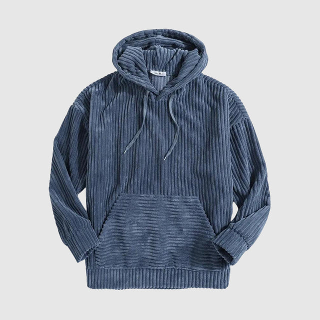 Hudson- Men's Ribbed Corduroy Hoodie with Kangaroo Pocket