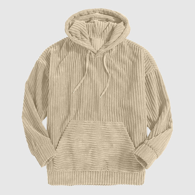 Hudson - Men's Ribbed Corduroy Hoodie with Kangaroo Pocket