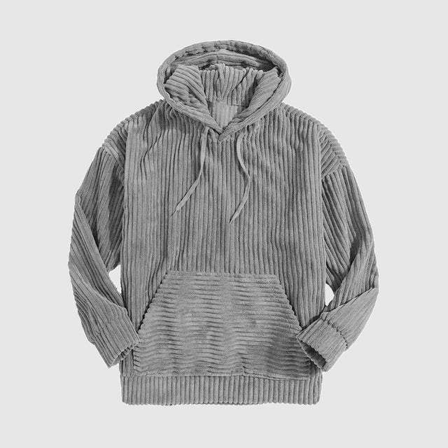 Hudson - Men's Ribbed Corduroy Hoodie with Kangaroo Pocket