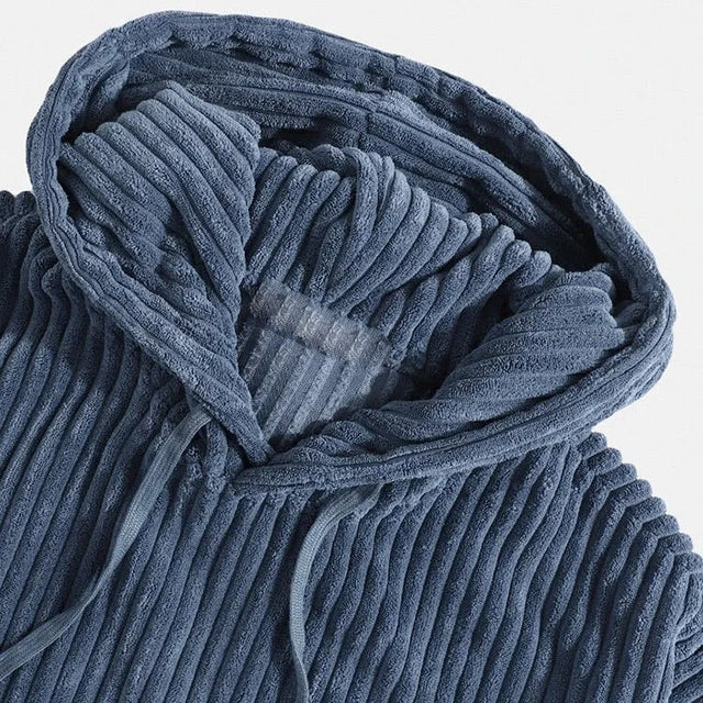 Hudson - Men's Ribbed Corduroy Hoodie with Kangaroo Pocket