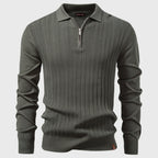 James - Men's Vertical Textured Knit Quarter-Zip Polo