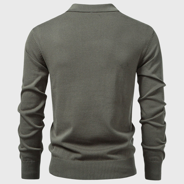 James - Men's Vertical Textured Knit Quarter-Zip Polo