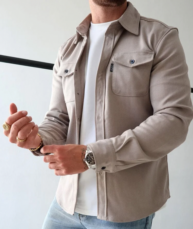 Kairo - Men's Button-Front Shirt Jacket with Chest Pockets