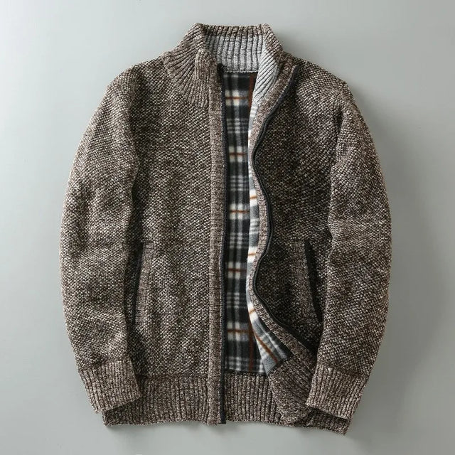 Kenzo - Men's Textured Full-Zip Cardigan with Contrast Trim