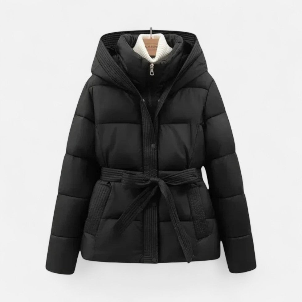 Kylie - Women's Quilted Puffer Jacket with Belted Waist