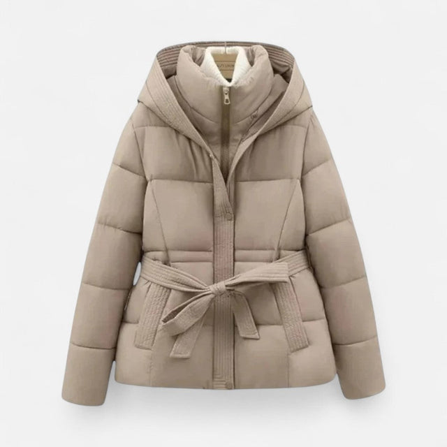 Kylie - Women's Quilted Puffer Jacket with Belted Waist