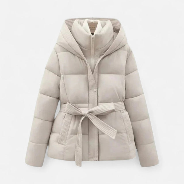 Kylie - Women's Quilted Puffer Jacket with Belted Waist