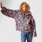 Lucinda - Women's Floral Fleece Half-Zip Pullover