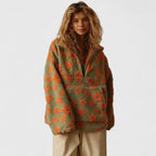 Lucinda - Women's Floral Fleece Half-Zip Pullover