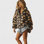 Lucinda - Women's Floral Fleece Half-Zip Pullover
