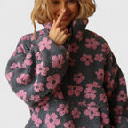 Lucinda - Women's Floral Fleece Half-Zip Pullover