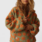 Lucinda - Women's Floral Fleece Half-Zip Pullover
