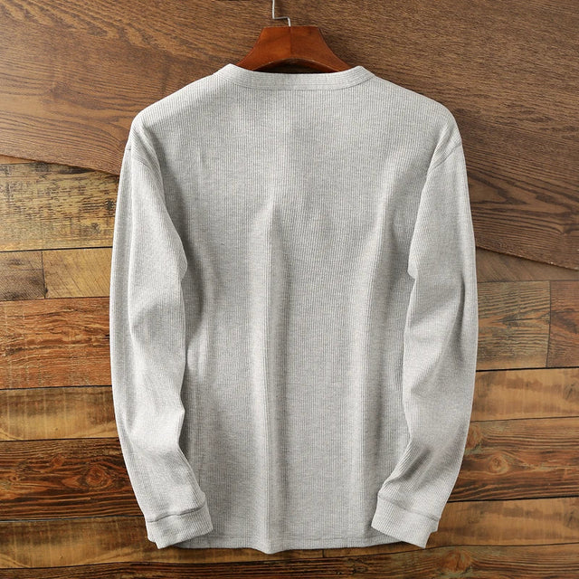 Marcello - Men's Ribbed Henley Long-Sleeve Shirt