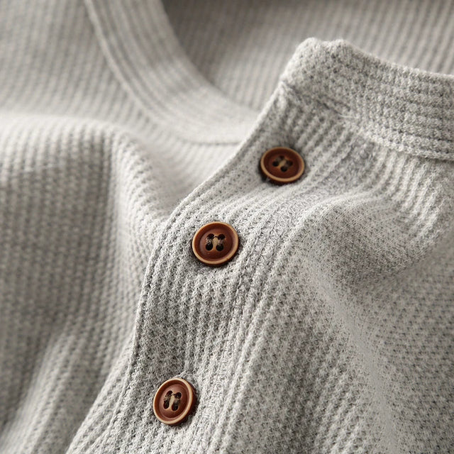 Marcello - Men's Ribbed Henley Long-Sleeve Shirt