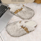 Margery - Women's Faux-Fur Buckle Clogs