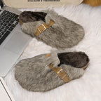 Margery - Women's Faux-Fur Buckle Clogs