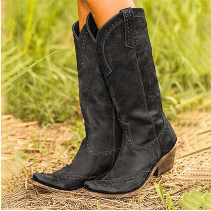 Margot - Women's Studded Suede Cowboy Boots