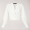 Marguerite - Women's Wrap Blouse with Puff Sleeves
