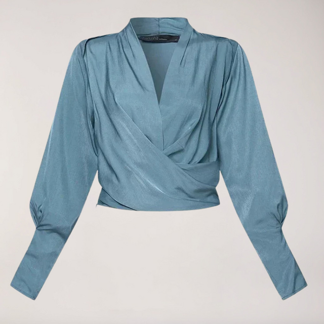 Marguerite - Women's Wrap Blouse with Puff Sleeves