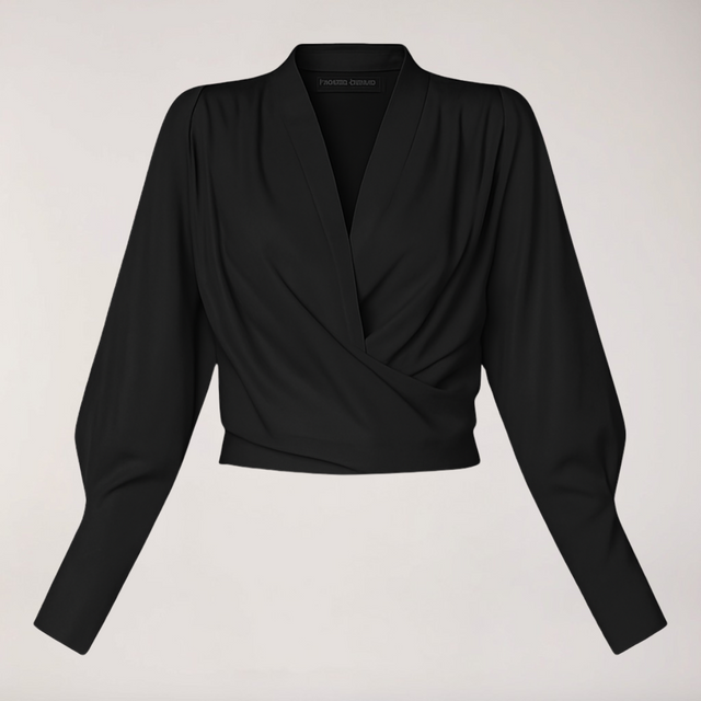 Marguerite - Women's Wrap Blouse with Puff Sleeves