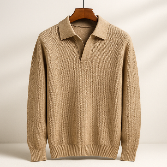 Matthias - Men's Ribbed Polo Collar Sweater