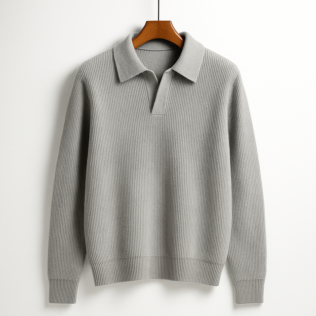 Matthias - Men's Ribbed Polo Collar Sweater