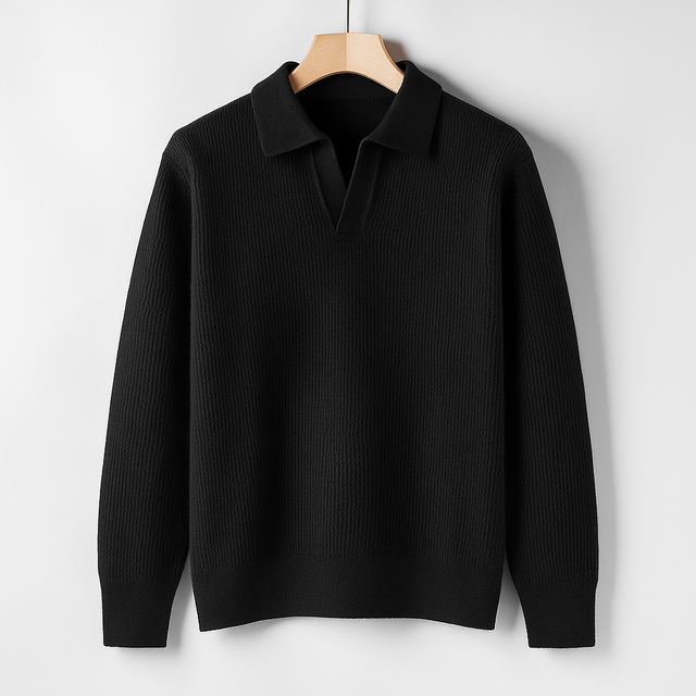 Matthias - Men's Ribbed Polo Collar Sweater
