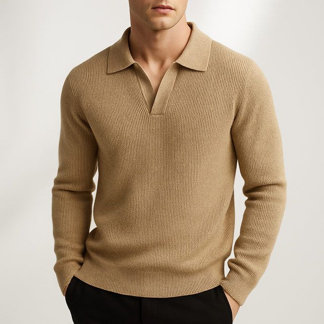 Matthias - Men's Ribbed Polo Collar Sweater