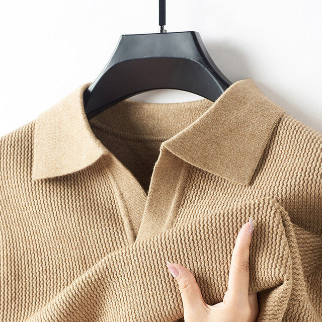 Matthias - Men's Ribbed Polo Collar Sweater