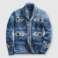 Misael - Men's Intarsia Knit Cardigan with Shawl Collar