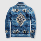 Misael - Men's Intarsia Knit Cardigan with Shawl Collar