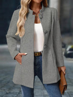 Nina - Women's Button-Front A-Line Blazer Coat