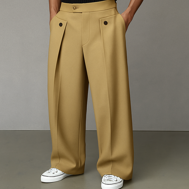 Omar - Men's Pleated Wide-Leg Trousers