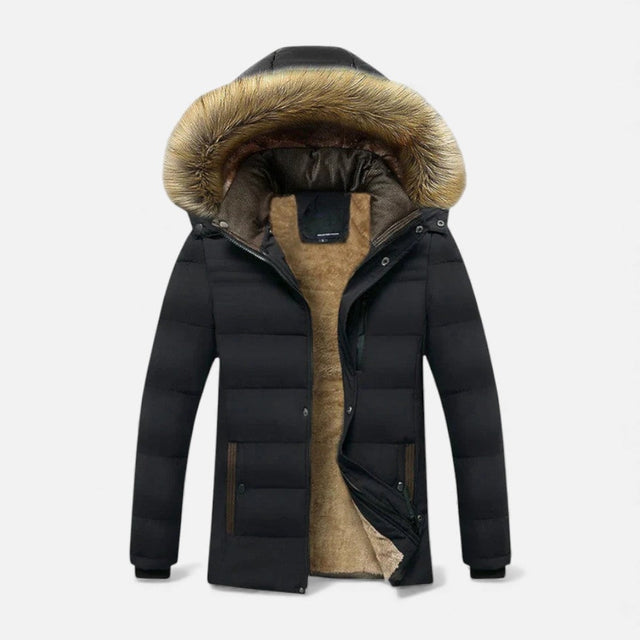 Orrin - Men's Quilted Parka Jacket with Faux-Fur Hooded Collar