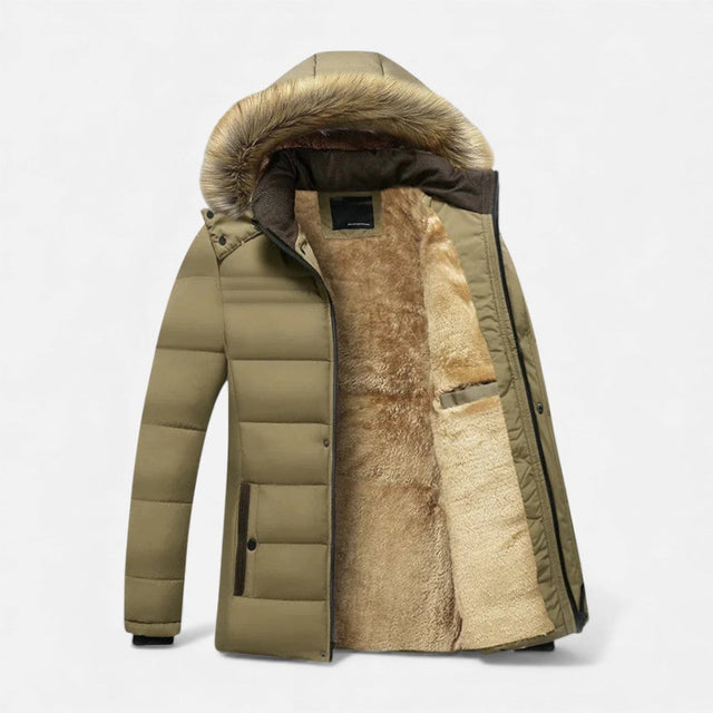 Orrin - Men's Quilted Parka Jacket with Faux-Fur Hooded Collar