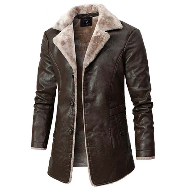 Reinhard - Men's Faux-Fur Lined Leather Coat