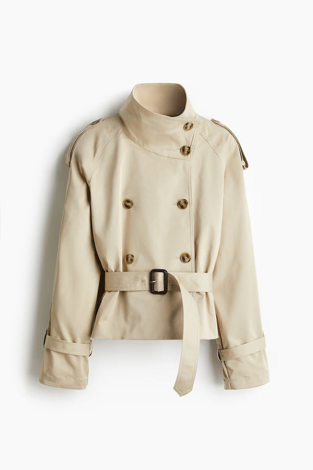 Sadie - Women's Double-Breasted Trench Jacket with Belted Waist