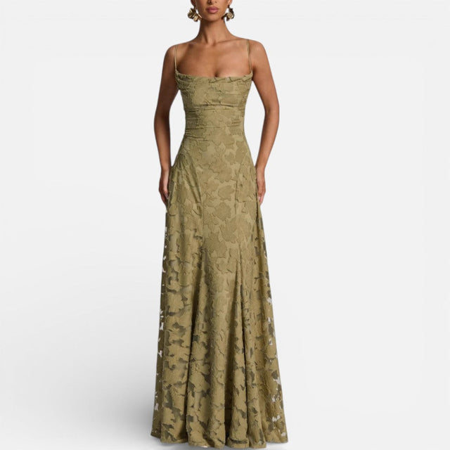 Sadie - Women's Lace Maxi Dress with Spaghetti Straps