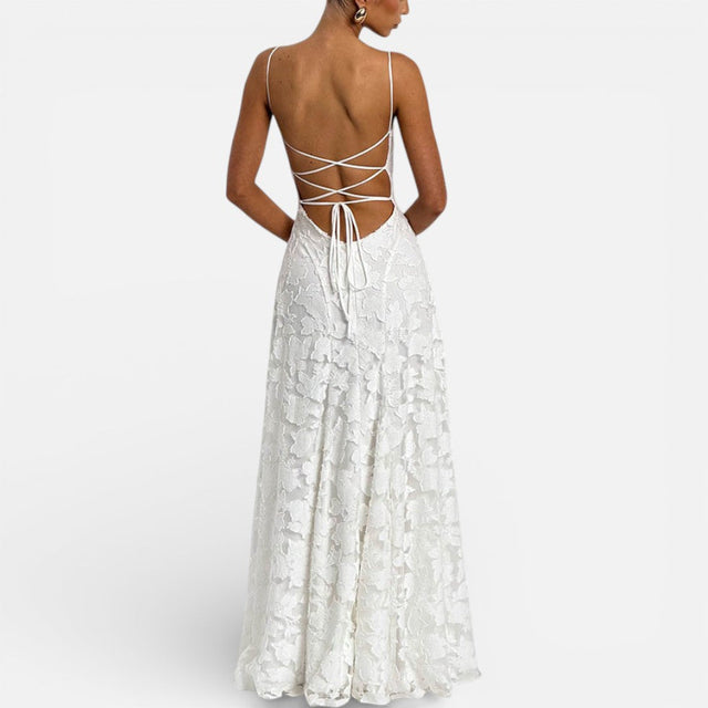 Sadie - Women's Lace Maxi Dress with Spaghetti Straps