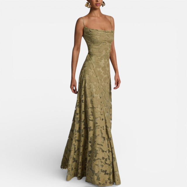 Sadie - Women's Lace Maxi Dress with Spaghetti Straps