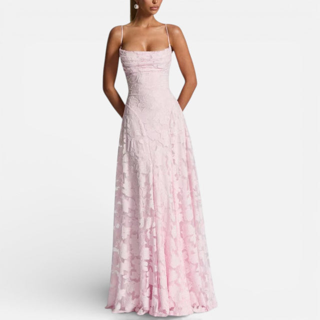 Sadie - Women's Lace Maxi Dress with Spaghetti Straps