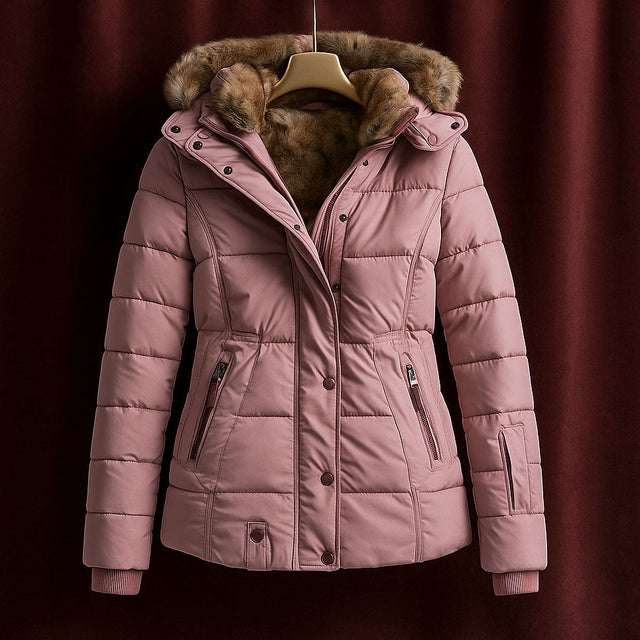 Tanya - Women's Quilted Puffer Jacket with Faux-Fur Hood