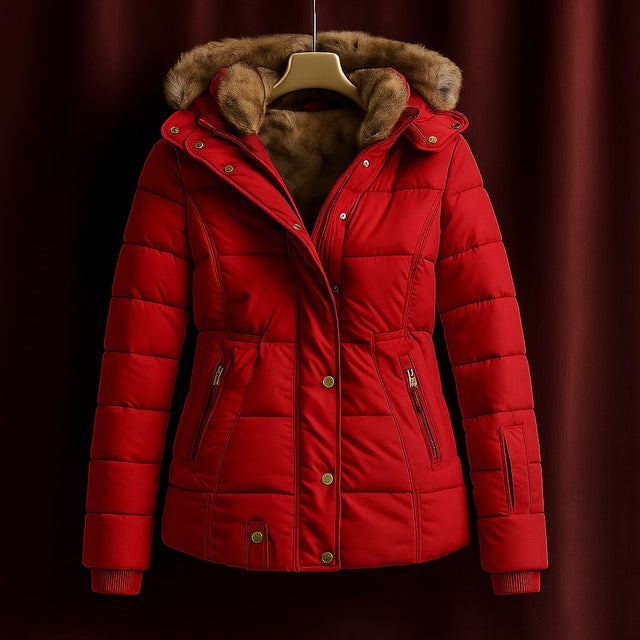 Tanya - Women's Quilted Puffer Jacket with Faux-Fur Hood